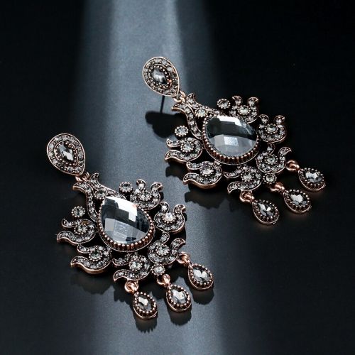 Ethnic Crystal Flower Earrings - 2