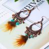 Brown color long feather earrings - 1