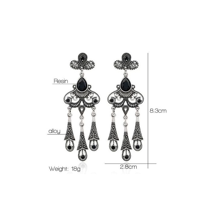 Black resin dangle earrings