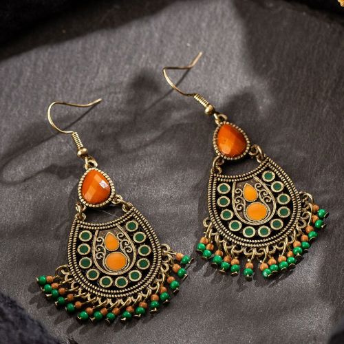 Bohemian acrylic beads tassel earrings - 1