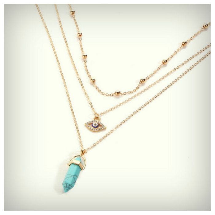 Opal Stone Necklaces Fashion Multi Layer Crystal - 1