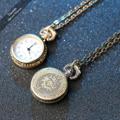 Pendant Necklace Clock Vintage Jewelry Ancient Bronze Color