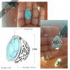 Bohemian Big Ring Antique Silver Color Jewelry Mosaic Oval Natural Stone