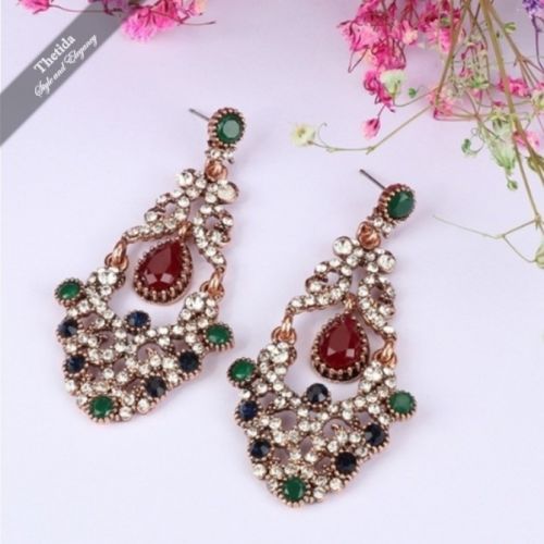 Luxury Ethnic Crystal Flower Earrings