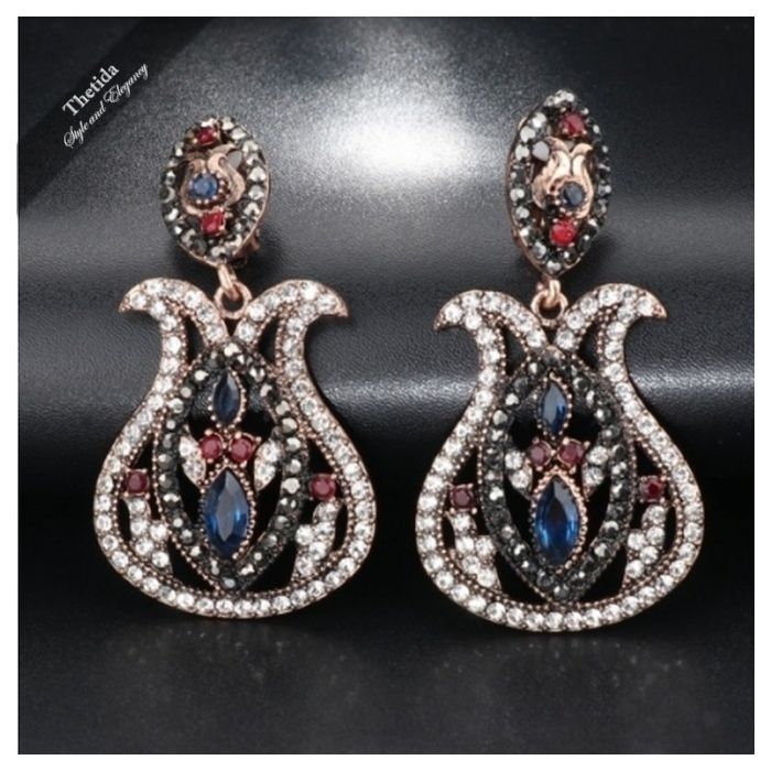 Bohemia Jewelry Blue Big Drop Earrings - 1