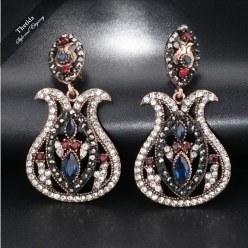 Bohemia Jewelry Blue Big Drop Earrings