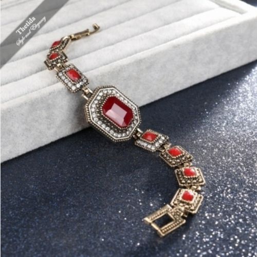 Luxury Red Crystal Bracelet Fashion Gold Color Austrian Crystal Bracelet For Women Vintage Jewelry 2 - 1