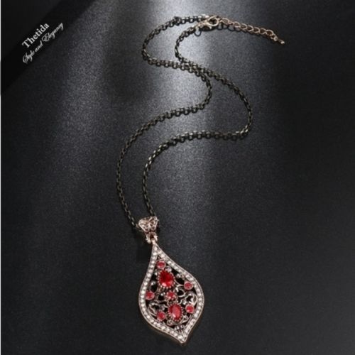 Ethnic Big Water Drop Red Necklace