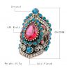 Pink Big Vintage Ring Blue Crystal - 4