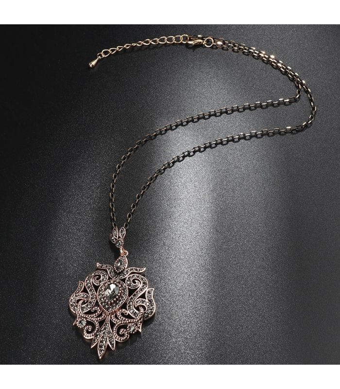 Gray Unique Necklace Crystal Pendant