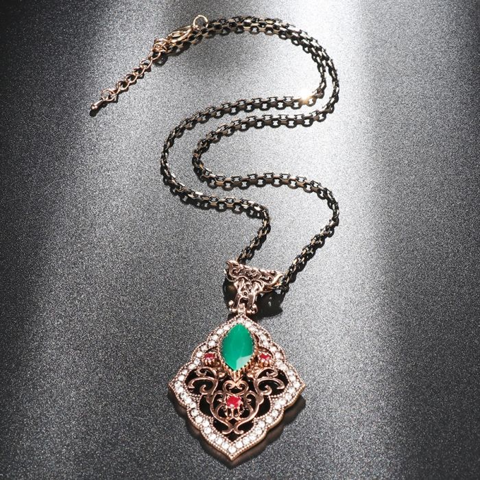 Ancient Gold Ethnic Pendant Necklace - 2