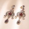 Indian Jewelry Red Crystal Drop Earrings - 1