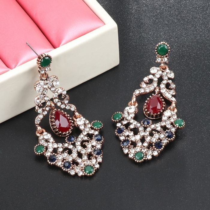 Luxury Ethnic Crystal Flower Earrings - 2
