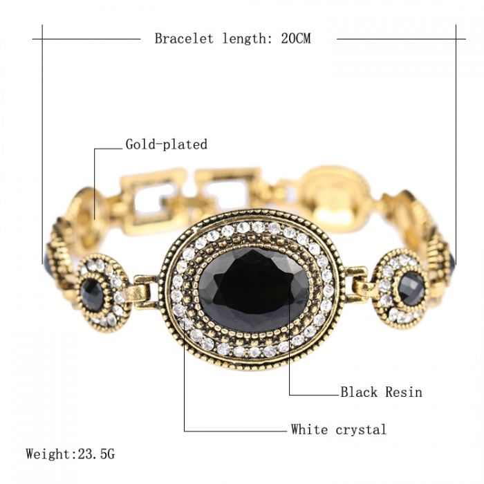 Indian Jewelry Big Oval Black Stone - 4