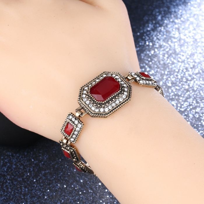 Luxury Red Crystal Bracelet Fashion Gold Color Austrian Crystal Bracelet For Women Vintage Jewelry 2 - 4